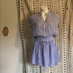 Rails XS Blue White Striped Linen Dress